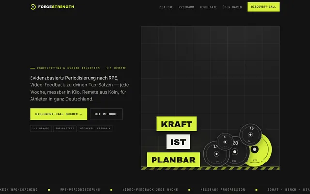 Showcase: Forge Strength Coaching, Gravity-Design von WebGen