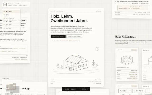 Showcase: Werkstatt Wald Architekten, Infinite-Canvas-Design von WebGen